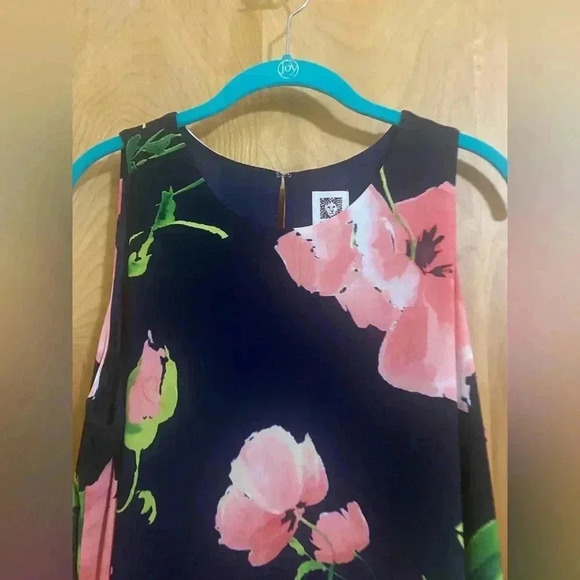 Anne Klein Navy Floral Sleeveless Keyhole Fully Lined Dress Size 12 NWT - Picture 4 of 12